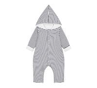 Petit Bateau A095U, Tuta lunga Unisex - Bimbi 0-24, Bianco Marshmallow/Blu Smoking, 3 mesi