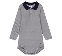 Petit Bateau A095W, Body a maniche lunghe con collo a polo Bimbo 0-24, Blu Smoking/Bianco Marshmallow, 24 mesi