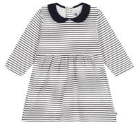 Petit Bateau A096D, Abito a maniche lunghe Bimba 0-24, Bianco Marshmallow/Blu Smoking, 6 mesi