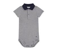 Petit Bateau A09x7, Body A Maniche Corte con Colletto Polo Bimbo 0-24, Blu/Bianco, 3 Mesi