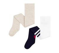 Petit Bateau A0doi01 - Collant per neonati, in cotone, tinta unita, motivo: cuore, accessori per bambine (confezione da 2), Blu Beige, 23-26