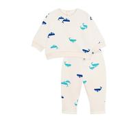 Petit Bateau A0eah01 - Set di 1 felpa e pantaloni, in cotone, con stampa balena e balena, per bambini, Ecru multicolore, 3 mesi