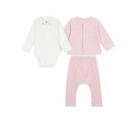 Petit Bateau A0eks01 - Set di 3 pezzi con stampa a cuori e fiori e body ricamati, per neonata, abbigliamento da giorno, confezione da 1, rosa multicolore, 1 mese