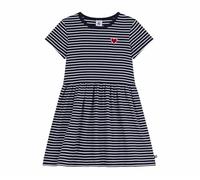 Petit Bateau Abito Bambino in Cotone Manica Corta a Righe, Smoking/Marshmallow, 5 Anni