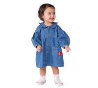 Petit Bateau Abito da Bambino in Denim a Maniche Lunghe con Collo A0dv201 Vestito da Bambina (Confezione da 1), Blu, 3 Anni