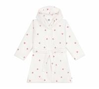 Petit Bateau Accappatoio Bambino in spugna di cotone cuori ricamati, Marshmallow/Terkuit, 7 anni