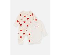 Petit Bateau - Ensemble 3 pièces Cache-Coeur Coeurs Rouges en Coton Bianco - Abbigliamento 12M Bianco