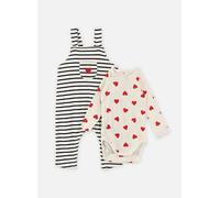Petit Bateau - Ensemble Salopette & Body Cœurs Rouges e Bianco - Abbigliamento 18M Bianco