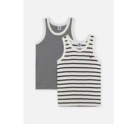 Petit Bateau - Lot de 2 Débardeurs Blancs Marinière Bianco - Abbigliamento 10A Bianco
