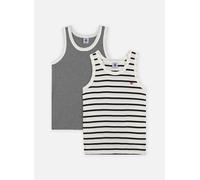 Petit Bateau - Lot de 2 Débardeurs Blancs Marinière Bianco - Abbigliamento 6A Bianco