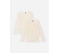 Petit Bateau - Lot de 2 Tee Shirts Manches Longues Cœur Bianco - Abbigliamento 5A Bianco