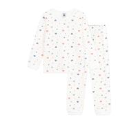 Petit Bateau Pigiama Bambino in Velluto Stampato Cuori, Marshmallow/Multico, 6 Anni