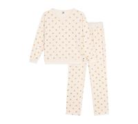 Petit Bateau Pigiama da Donna in Cotone Stampato Cuori Dorati, Milk/Dore, M