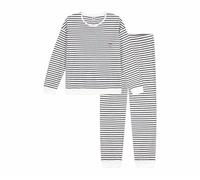 Petit Bateau Pigiama Donna in Cotone Spugna a Righe, Milk/Sera, XL