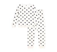Petit Bateau Pigiama Donna in Cotone Spugna Stampa Cuori, Milk/Sera, XXS