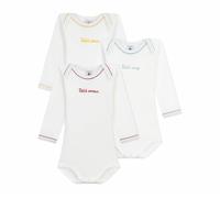 Petit Bateau Set di biancheria intima a maniche lunghe in cotone, con messaggi, per neonati, A0eaz00, unisex, per bambini, confezione da 3, Multicolore, 3 mesi