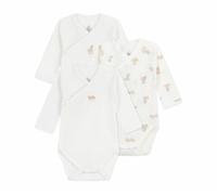 Petit Bateau Set di tutine incrociate a maniche lunghe in cotone stampato per neonato, unisex, per bambini, confezione da 3, Multicolore, 3 mesi