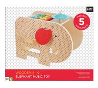 Petit Collage 0810073342996 5 in 1 Elefant Musikspielzeug aus Holz, Mehrfarbig,