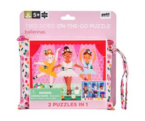 Petit Collage Two-Sided 49-Piece Puzzle for Kids, Ballerina - On-The-Go Double-S