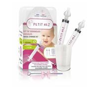 PETIT NEZ LAVAGGIO NASALE BIMBO +4 MESI KIT 2 SIRINGHE 10ML + 2 PUNTE IN SILICONE RIUTILIZZABILI + SPAZZOLINO + CONTENITORE DA 50ML PER SOLUZIONE SALINA