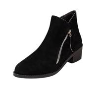 Petite 2026 - Stivali da donna per autunno e inverno, alla moda, in pelle scamosciata, facili da pulire, per passeggiate con cane, città, biker, suola grossa, fibbia con cerniera, Nero , 39.5 EU