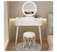 Petite coiffeuse de maquillage avec miroir à 3 mode de luminosité réglables table de maquillage rustique pour femmes et filles idéale pour routine beauté et maquillage.