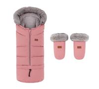Petite&Mars Arctic - Coprigambe invernale 4 in 1 per passeggino e passeggino, impermeabile e antivento, estensibile fino a 110 cm, Old Rose Fjora Set, 87/110x48cm