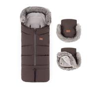 Petite&Mars Arctic - Coprigambe invernale 4 in 1 per passeggino e passeggino, impermeabile e antivento, estensibile fino a 110 cm, Set marrone intenso, 87/110x48cm, Sacco coprigambe per passeggino