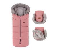 Petite&Mars Arctic - Coprigambe invernale 4 in 1 per passeggino e passeggino, impermeabile e antivento, estensibile fino a 110 cm, Set Old Rose, 87/110x48cm, Sacco coprigambe per passeggino PETITE