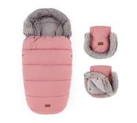 Petite&Mars COMFY - Sacco coprigambe 4 in 1 per passeggino, invernale per esterni per passeggino e passeggino, impermeabile e antivento, 100 x 55 cm (set rosa antico con pelliccia)