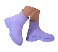 Petite - Stivali da donna a metà polpaccio, alla moda, alla caviglia, con tacco a blocco, facili da pulire, per passeggiate in città, giornate di pioggia, impermeabili, Viola, 38.5 EU