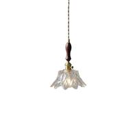 Petite Suspension de Style rétro Français - Élégant Lustre en verre de Noyer pour Salle à Manger, Salon, Chambre et Porche