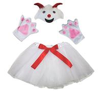 Petitebelle - Cappello da pecora, guanti e gonna, per adulti, 3 pezzi rosso, bianco. Taglia unica