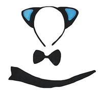 Petitebelle Costume a coda di 3 pezzi, cerchietto Bowtie taglia unica gatto blu nero