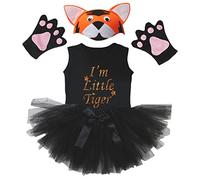 Petitebelle - Costume da bambina con scritta "I'm Little Tiger", 4 pezzi, colore: Nero