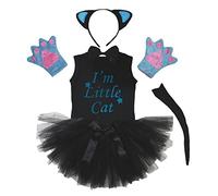 Petitebelle Fascia Bowtie Tail Guanti Camicia Gonna 6pc Costume Ragazza 1-8y (Nero Blu Cat, 1-2 anni)