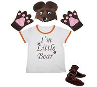 Petitebelle I'm Little Bear Camicia, cappello marrone, guanti da ragazza, 4 pezzi (3-4 anni)
