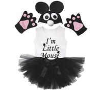 Petitebelle I'm Little Mouse camicia nero cappello guanto gonna ragazza 4pc costume (5-6 anni)
