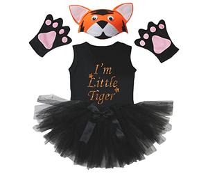 Petitebelle I'm Little Tiger - Costume da bambina con cappello, guanti, 4 pezzi (6-8 anni)