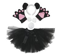 Petitebelle Panda Headband Bowtie Tail Glove Skirt 5pc Party Costume for Girl (One Size)