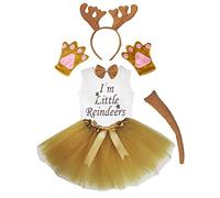 Petitebelle - Tutù con fascia per camicia, motivo: renna, 6 pezzi, 1-8 anni (marrone, 3-4 anni)