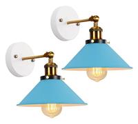 PETITES ECREVISSES 2 Pezzi Lampade da Parete Interno Moderna Applique da Parete Industriale Retrò Lampada a Muro E27 Vintage in Metallo Ruotabile Luce da Camera da Letto Soggiorno Corridoio (Blu-A-2)