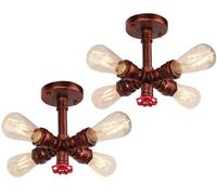 PETITES ECREVISSES 2 pezzi Plafoniera Industriale Lampada da soffittoper con 4 Yeste Lampada a sospensione a Tubo d'acqua Vintage Illuminazione E27 Interni per Soggiorno Camera da Letto Cucina