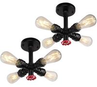 PETITES ECREVISSES 2 pezzi Plafoniera Industriale Lampada da soffittoper con 4 Yeste Lampada a sospensione a Tubo d'acqua Vintage Illuminazione E27 Interni per Soggiorno Camera da Letto Cucina