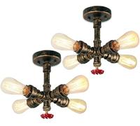 PETITES ECREVISSES 2 pezzi Plafoniera Industriale Lampada da soffittoper con 4 Yeste Lampada a sospensione a Tubo d'acqua Vintage Illuminazione E27 Interni per Soggiorno Camera da Letto Cucina