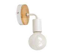 PETITES ECREVISSES E27 Lampada da Parete Battuto del Ferro Metallo Legno Comodino Vintage LED applique faretto da parete 40W Illuminazione creativo, Bianco