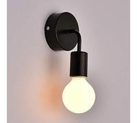 PETITES ECREVISSES Lampada da Parete Industriale Vintage Applique da Parete Metallo del Ferro Battuto Metallo Legno Comodino 40W Retrò Creativo Decor E27, Nero