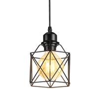 PETITES ECREVISSES Lampadario a Sospensione Industriale E27 Lampada da Soffitto Nero Vintage Paralume a Forma Esagono di Gabbia in Metallo Illuminazione per sala da pranzo Cucina (Plafoniere - 1)