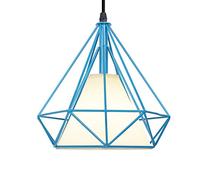 PETITES ECREVISSES Lampadario Industriale Vintage Lampada a Sospensione da Soffitto Gabbia Diamanti Di Metallo Paralume Ø25cm Retro Plafoniera E27 Loft Stile (Blu)