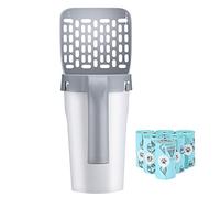 Petizer, paletta per lettiera per gatti con supporto, pala per lettiera per gatti, con contenitore per rifiuti, con sacchetto di ricarica da 90 pezzi (6 scatole da 15 sacchetti) gratuitamente